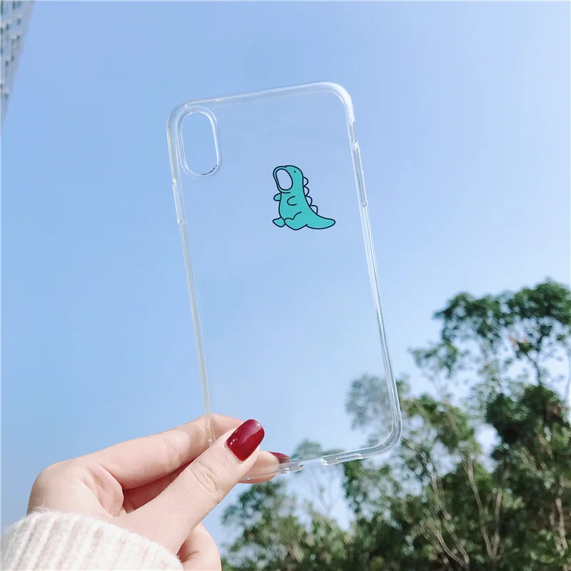 lovely baby dinosaur clear TPU phone Cases For iphone XS Max X XR for 6 6s 7 8 plus soft back cover |