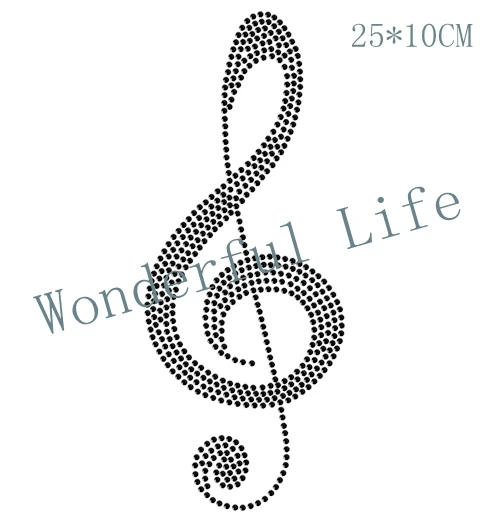 Бесплатная доставка музыкальная Note Clef Treble Rhinestone передача страз Железный Мотив