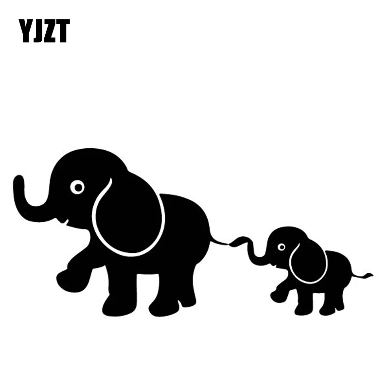 

YJZT 16.7CM*7.8CM Elephant And Little Elephant Cartoon Decorate Vinyl Decal Bumper Car Sticker Black/Silver C4-1640