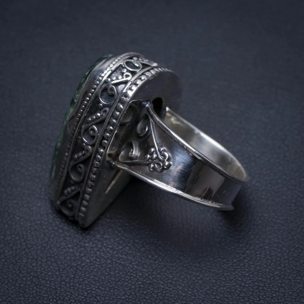 Натуральный русский Серафинит античный дизайн ручной работы индийский кольцо из