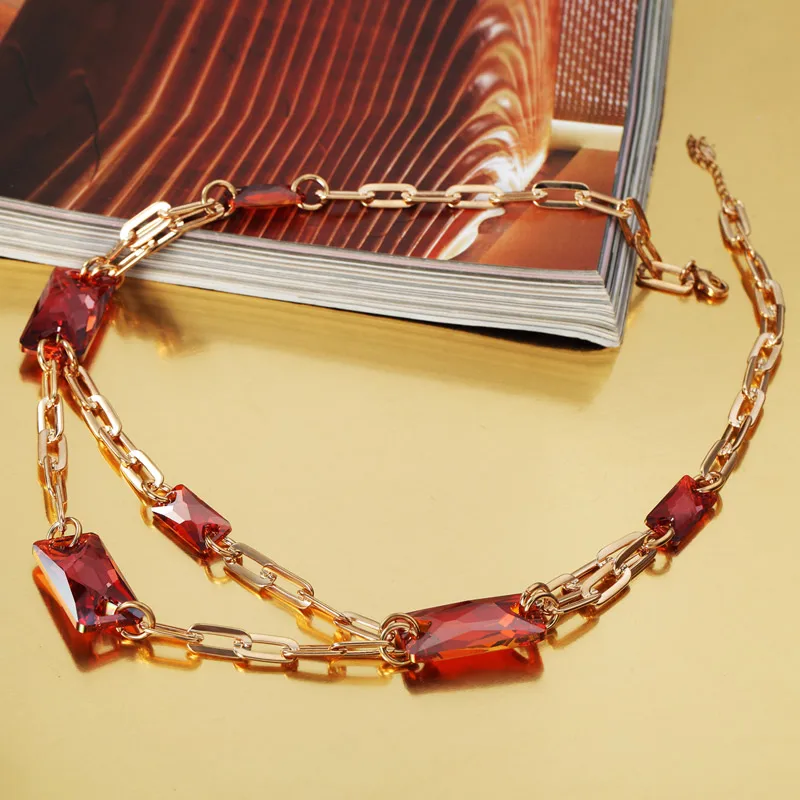 Neoglory Светильник цвета желтого золота многослойное ожерелье набор украшений для