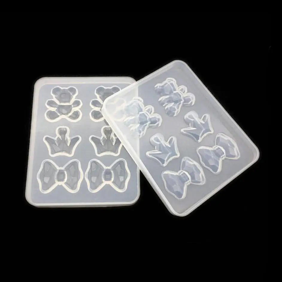 Геометрические Смолы Gummy медведь силиконовые формы бант ручной работы Корона кристалл кабошон подвески DIY эпоксидная смола ювелирные изделия кулон Прозрачная форма