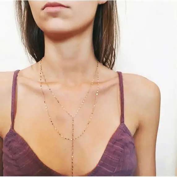 Сексуальное Двухрядное ожерелье Lariat, многослойное ожерелье с золотыми и длинными кисточками, необычное Ювелирное колье, Женское Ожерелье, Bijoux