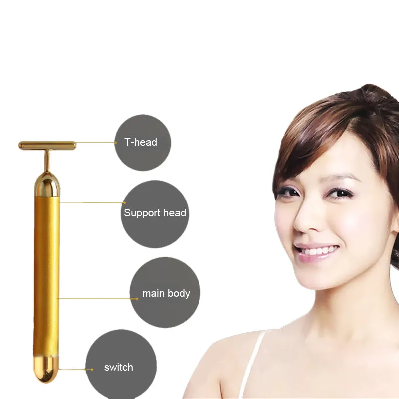 24 K Gold Energy beauty Bar импульсный Укрепляющий Массажер ролик для лица массажер Derma средство для ухода за кожей средство для подтяжки кожи