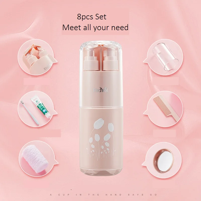 Дорожные чистые наборы, набор для мытья на открытом воздухе, портативный набор для мытья 5 шт., 8 шт., набор для мытья зубной щетки, стакан для зеркального полотенца, лосьон, отдельные коробки, гребень