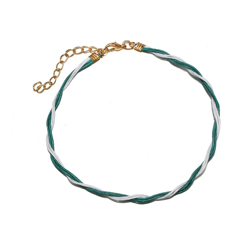 JCYMONG модный дизайн 5 шт женские браслеты для щиколотки Boho Веревка Цепь Зеленые Бусины волна лодыжки браслет на ногу бижутерия для ног