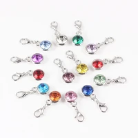 round colorful birthstone charms dangle charms with lobster clasp for diy jewelry making 120pcslot