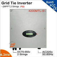 4200W single phase on grid solar inverter 2 MPPT transformerless LCD display with ground fault and grid monitoing IP65