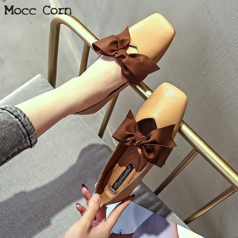 Балетки женские с квадратным носком лоферы без застежки плоская подошва