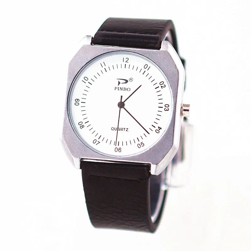 Новый Элитный бренд pinbo Мужские часы кварцевые мужские наручные кожаный ремешок