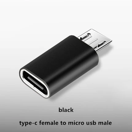 Type C женский микро USB Мужской Android телефон USB кабель адаптер зарядное устройство Sycn Otg конвертер для samsung Xiaomi 9 Mi6 Mi5 - Цвет: Черный