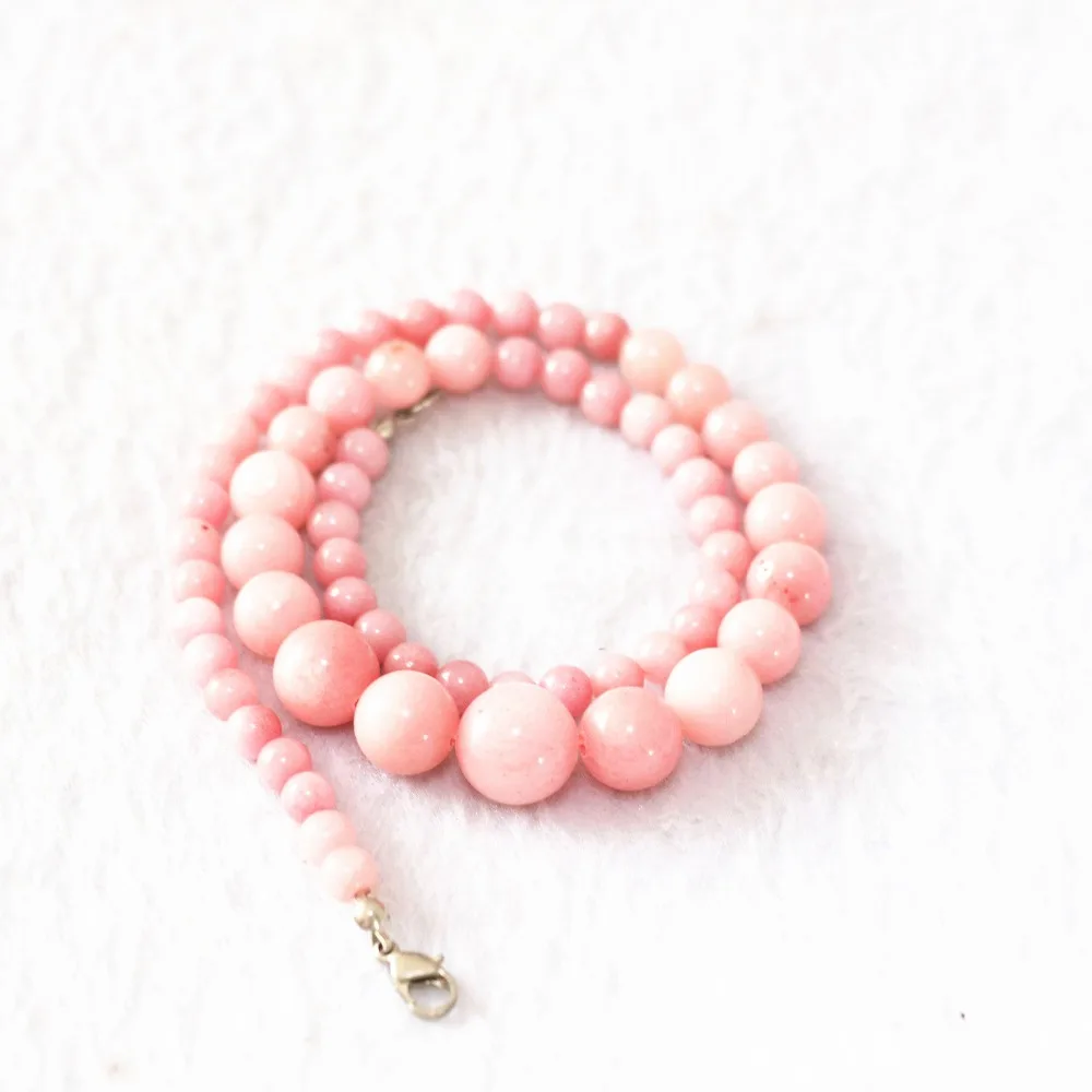New Fashion Women Pink Rhodochrosite 6-14mm Round Beads Diy Necklace Elegant Chain Choker Jewelry 18inch B617 | Украшения и