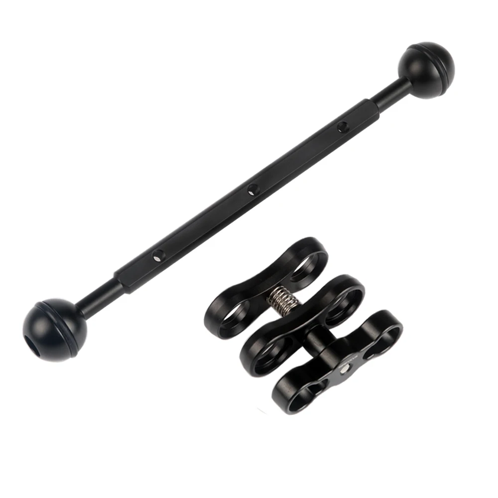 MINIFOCUS 8" Double Ball Arm w/ 3 Holes Dual Holes Ball Clamp Mount Kit for Diving Underwater photography DSLR camera - Цвет: 2 in 1