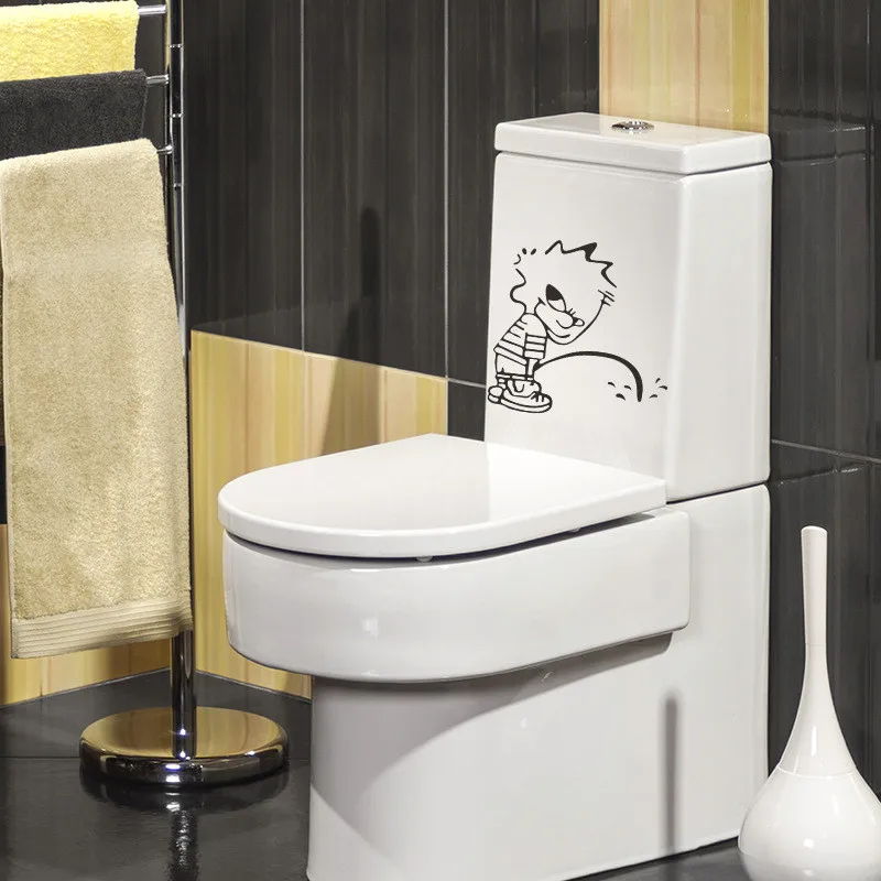 Eco-friendly Toilet Stickers Cartoon Pattern Wall Decals Home Decoration Glass funny bathroom signs | Дом и сад