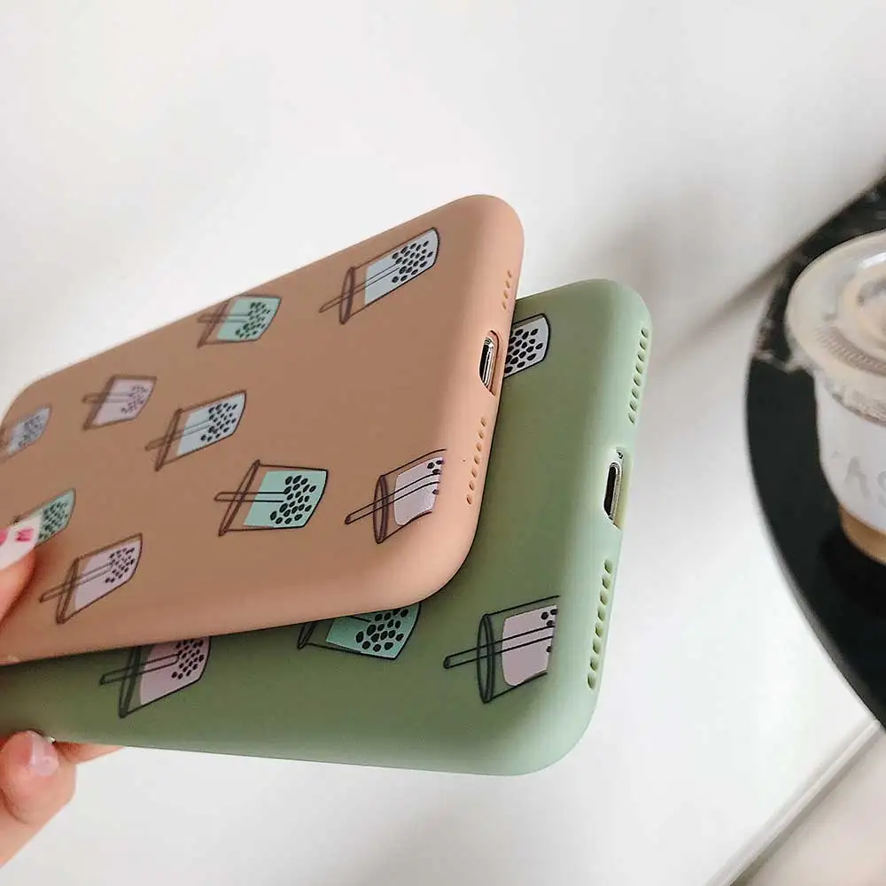 Boucho жемчужный молочный чай чехол для телефона с рисунком iphone XS MAX XR X модные мягкие