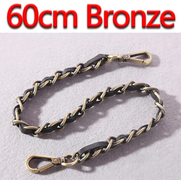 60cm Bronze DIY 40 см-140 см черный кожаный кошелек ручки 11 мм Замена Металл золото, серебро, бронза, пистолет черный цепи сумка ремни - Цвет: 60cm Bronze