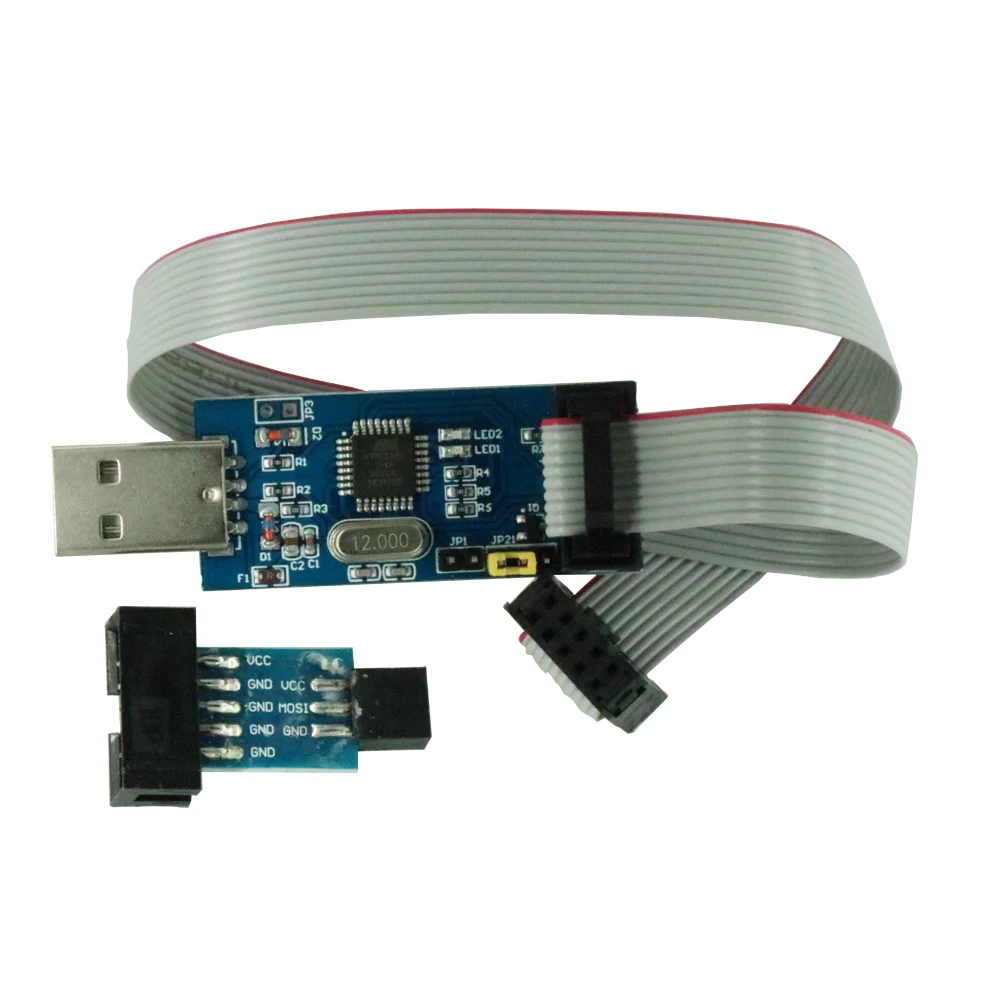 2 шт./компл. 10Pin до 6 Pin адаптер доска+ USBASP USBISP AVR программист USB ATMEGA8 ATMEGA128 ATtiny/CAN/PWM 10Pin провод модуль