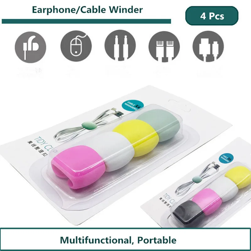4 шт красочные защитный кабель Winder Органайзер для передачи данных линия