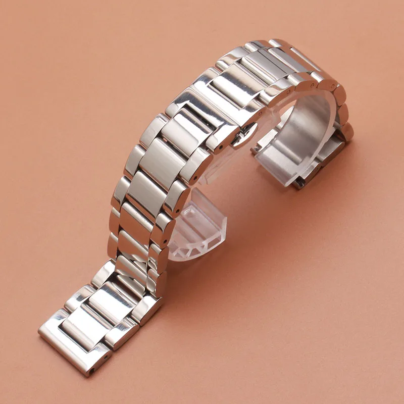 

Polished Stainless Steel Watchbands Bracelet 18mm 20mm 22mm 24mm Butterfly Buckle Straps Silver stainless steel watch band belts