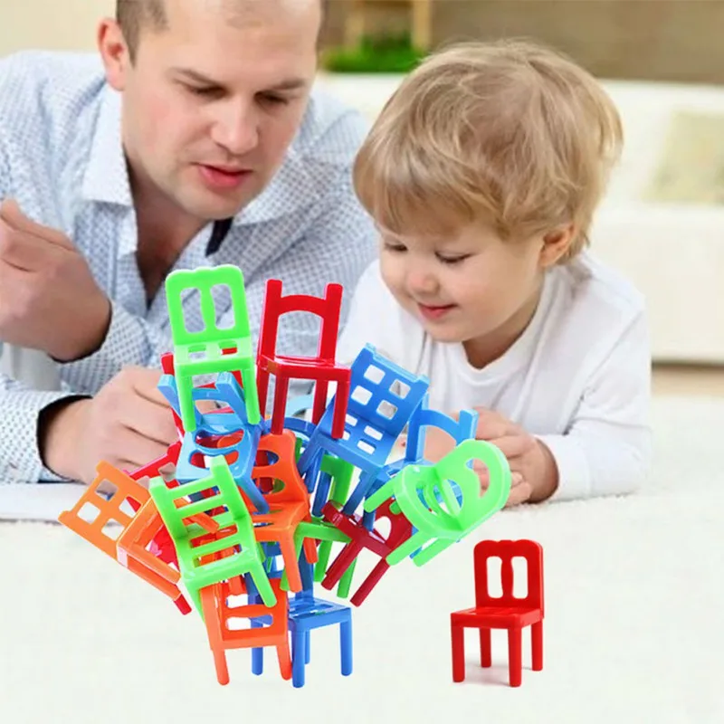 

18pcs Balance Chairs Board Game Children Educational Balance Stacking Chairs Toys Kids Desk Puzzle Balancing Training Toy
