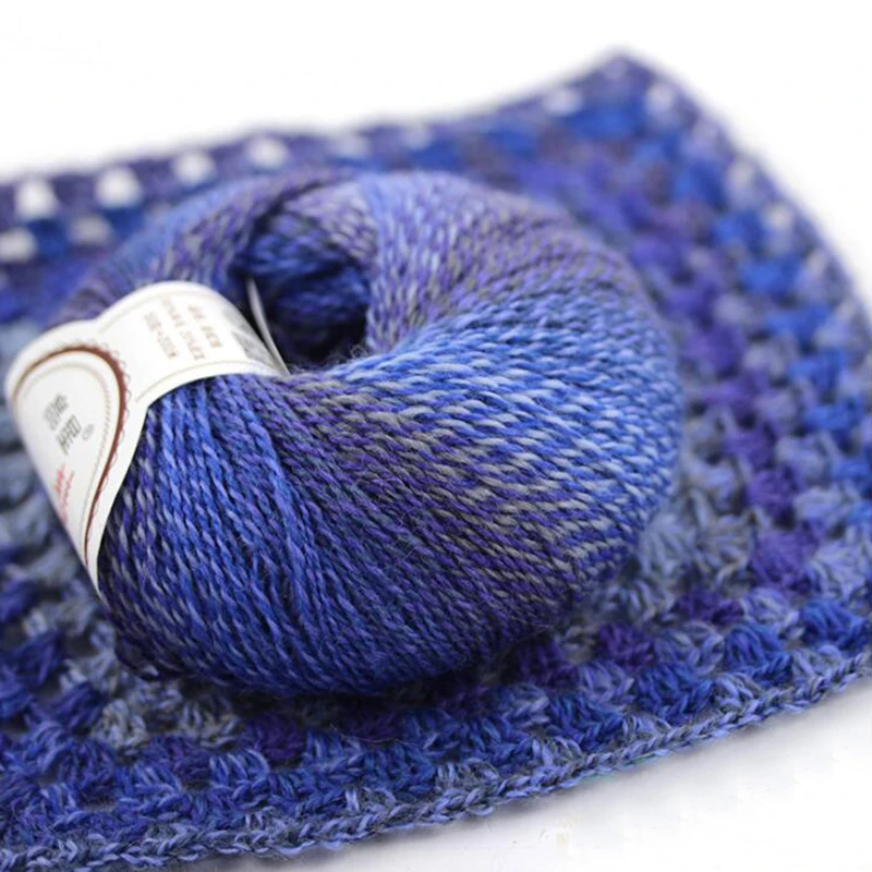 2 шт. Радужная шерстяная пряжа для ручного вязания Женский вязаный свитер шарф