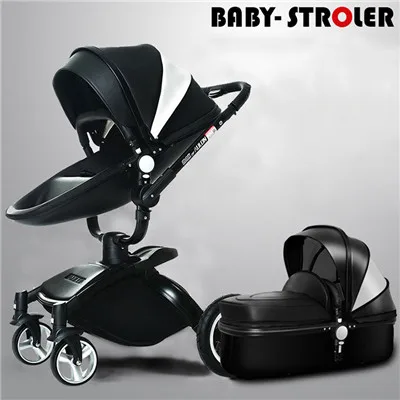 black and white babyfond новая кожаная брендовая коляска Poussette детская коляска Специальное предложение 2 в 1 детская коляска - Цвет: black and white