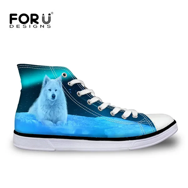 FORUDESIGNS/классный волк; мужские вулканизированные туфли; высокие мужские повседневные парусиновые туфли для подростков; мужская обувь на плоской подошве на шнуровке - Цвет: H6634AK