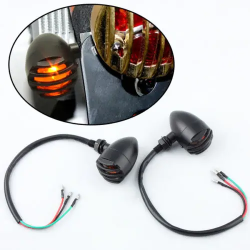 2Pcs Retro Motorcycle Turn Signals Indicator Mini Bullet Blinkers Lights For Harley Chopper Bobber Honda etc |