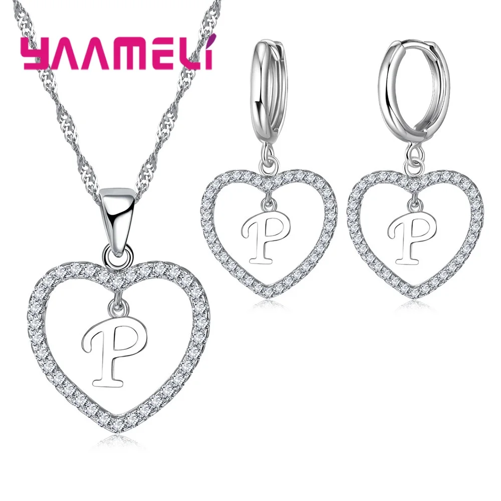 Набор ювелирных изделий с буквами в виде сердца модный и классический женский