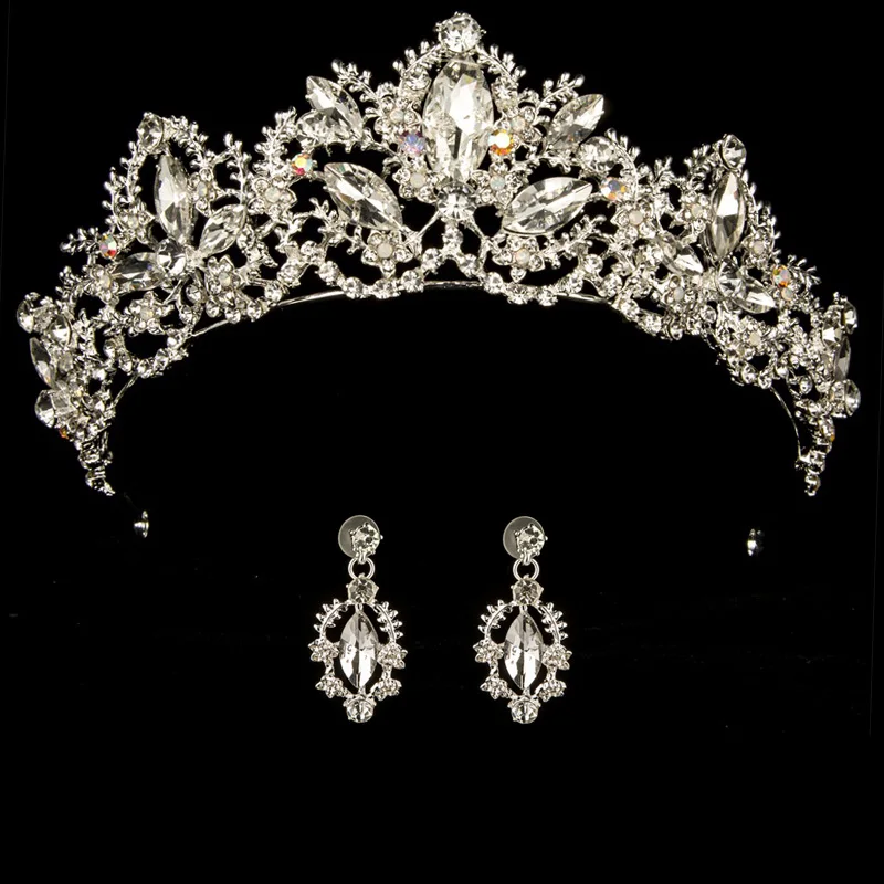 silver Свадебная Корона, повязка на голову, свадебные диадемы и короны, женские Стразы, головной убор, принцесса, выпускной, кристалл, диадема, невесты, украшения для волос - Окраска металла: silver