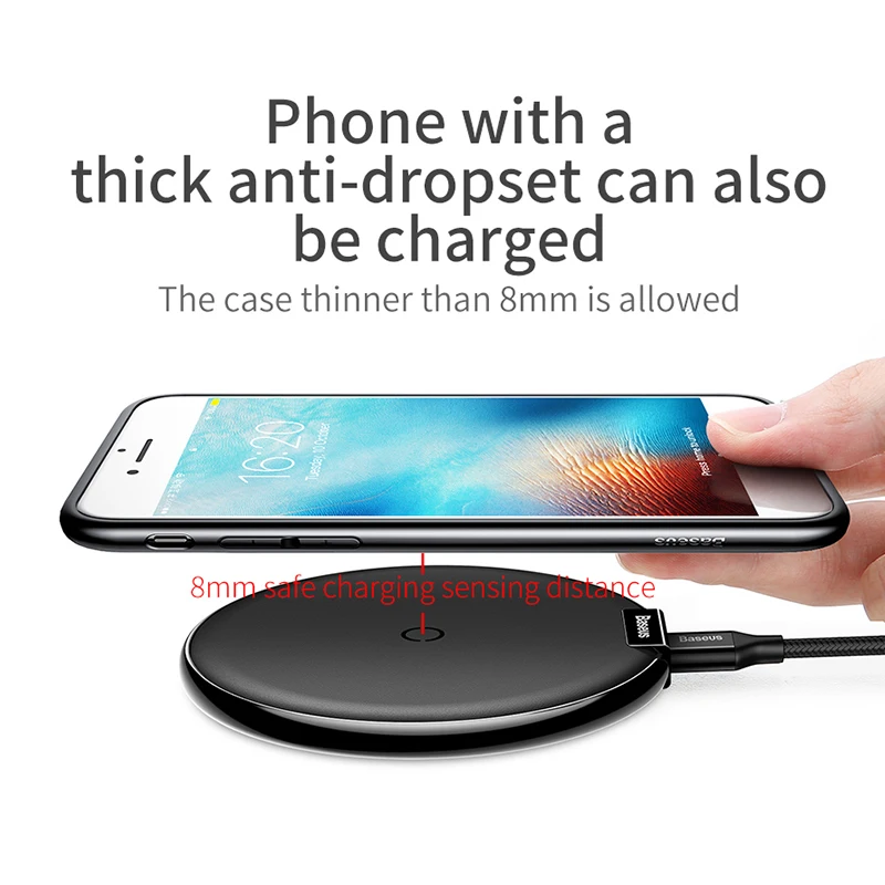 Беспроводное зарядное устройство Baseus Qi для iPhone X XS Max XR 10 Вт быстрое зарядное устройство Беспроводная зарядка для samsung S9 Note 10 Беспроводное зарядное устройство