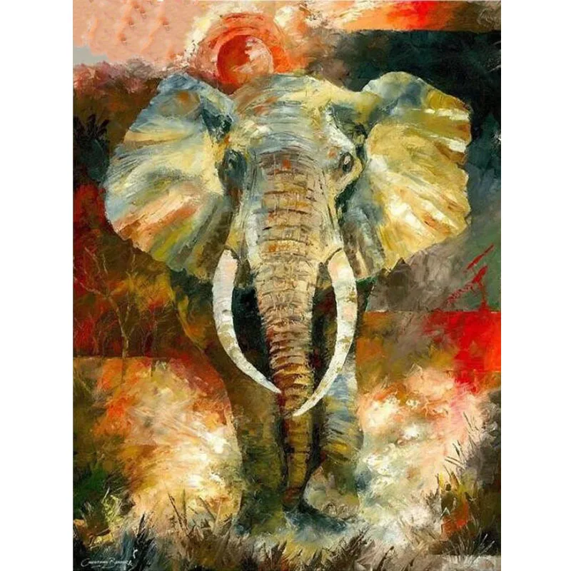 Алмазная 5D Вышивка Красочные Слоны алмазная живопись полная выкладка мозаика