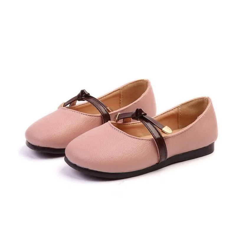 

Spring New Children Casual Shoes Leather Girls Princess Flat Heel Party Shoes Fashion Bow Kids Dance Shoes For Girls