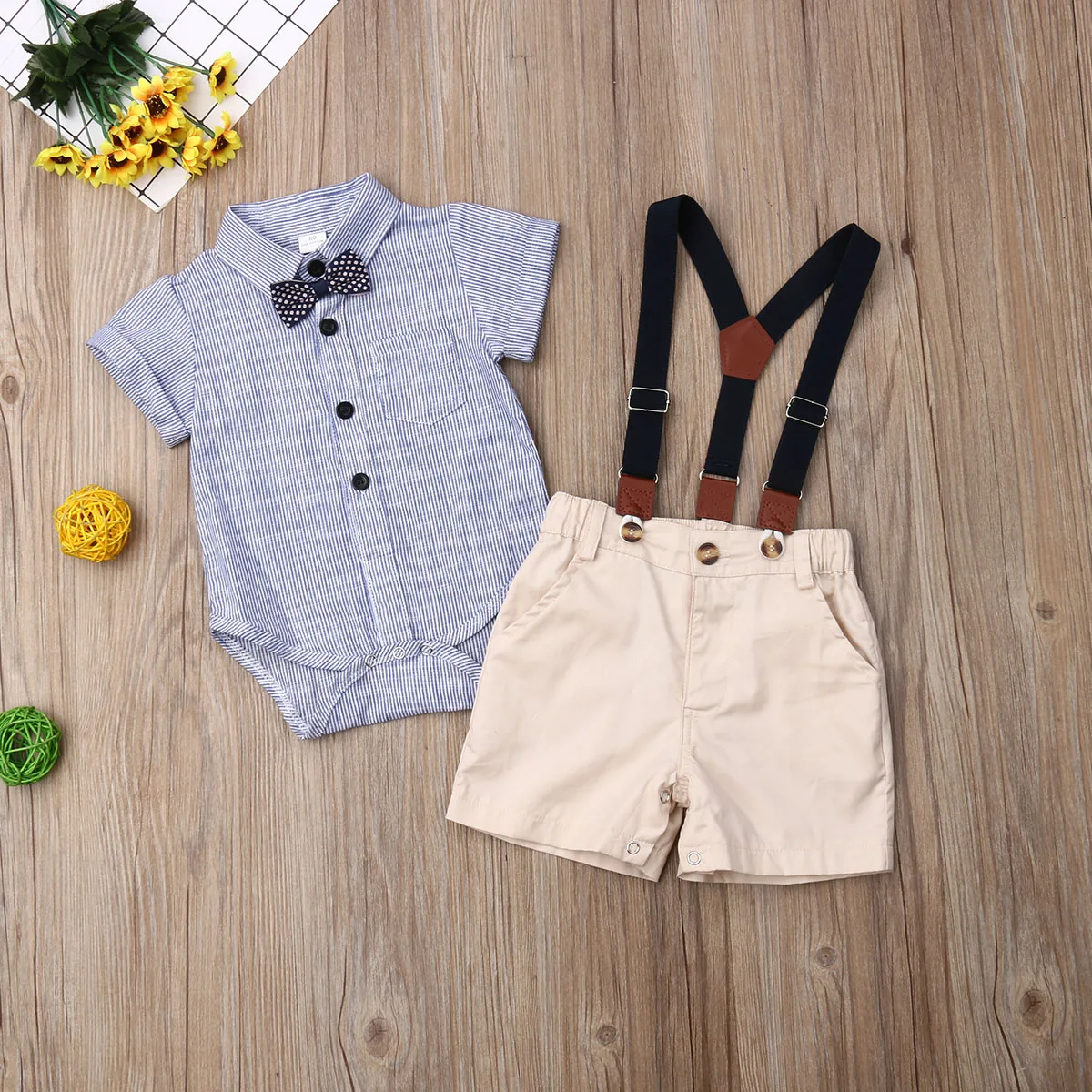 Citgeett Summer Newborn Toddler Baby Boy Clothes Short Sleeves Shirt Tops Pants Gentleman Outfit Overalls Set |