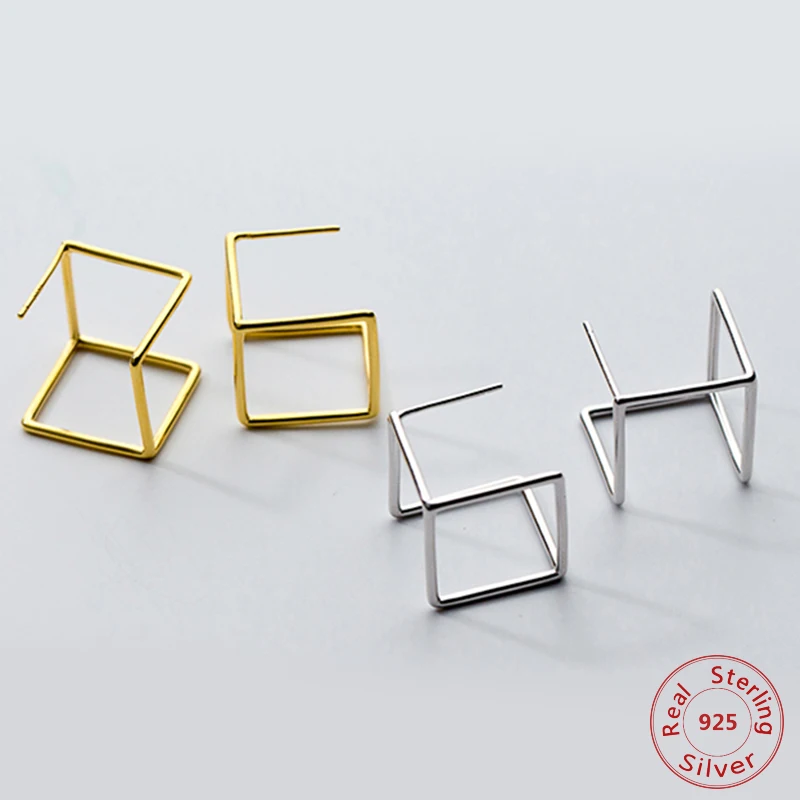 Мода 100% настоящая. Женские Геометрические серьги-гвоздики из стерлингового