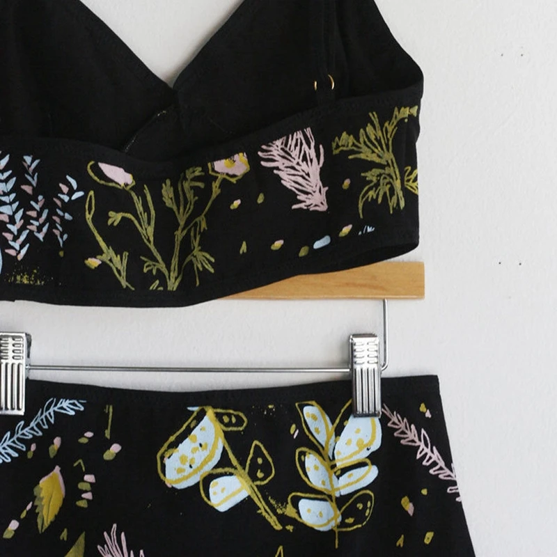 Для женщин Strappy Push Up Bra Высокая талия стринги Цветочный принт Винтаж купальники