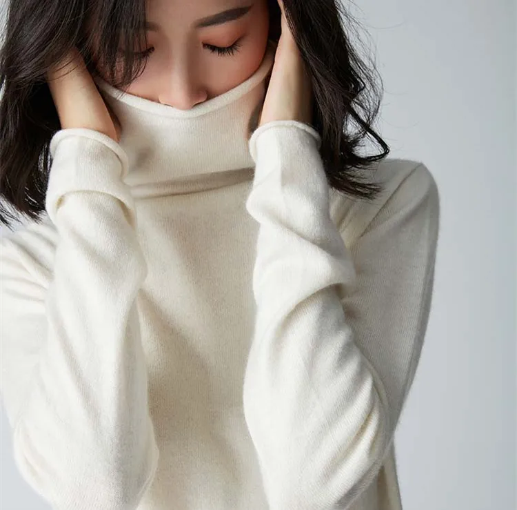 

Women Cashmere Sweater 2019 100% Goat Cashmere Female Autumn Winter Turtleneck Short Pullovers Sweater Basic Top New