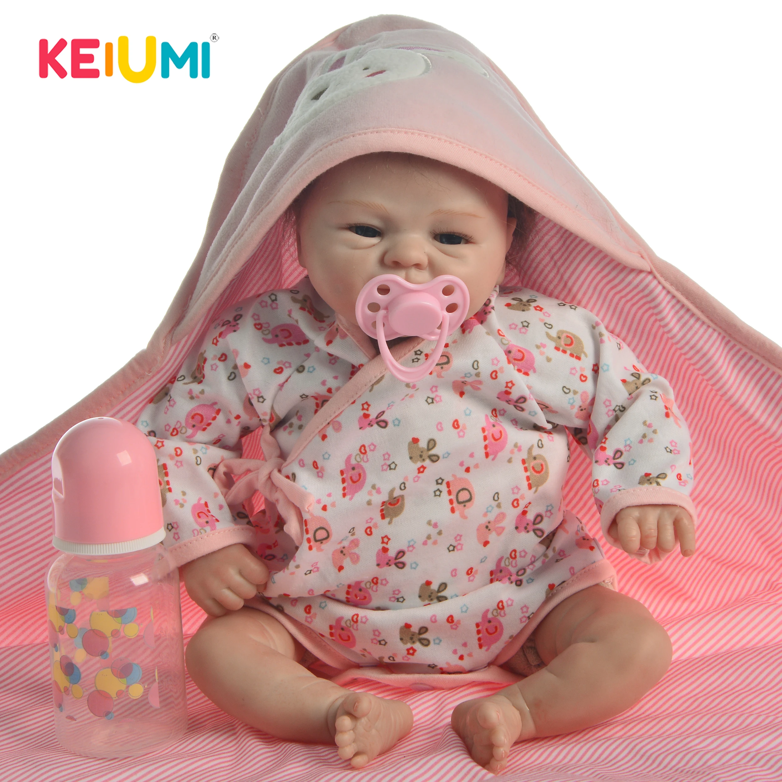 

So Lovely 17 Inch Reborn Baby Doll Toy Real Like Smile Girl Soft Silicone Reborn Babies Alive bebe Cloth Body Reborn Boneca Doll