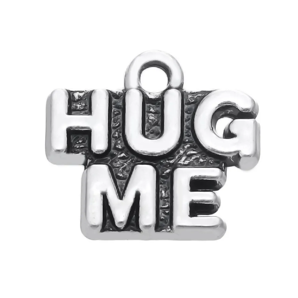 EUEAVAN 20 штук ювелирных аксессуаров и принтом Hug Me Слова шармы Подвески старинное
