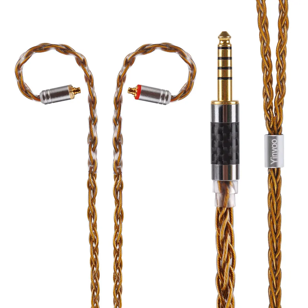 

Yinyoo 8 Core Pure Silver Upgraded Cable 2.5/3.5/4.4mm Balanced Cable With MMCX/2pin Connector For HQ5 HQ6 TFZ ZS10 AS10 C16