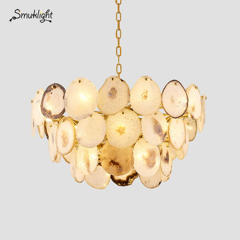 Современные светодиодные люстры из агата подвесные лампы в гостиную