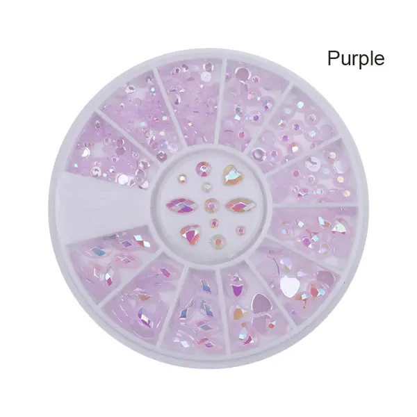 Purple Опал, Стразы для ногтей, цвет AB, 3D, для украшения ногтей, розовый, карамельный цвет, в форме сердца маркизы, с плоским дном, для украшения ногтей на колесиках, сделай сам - Цвет: Purple