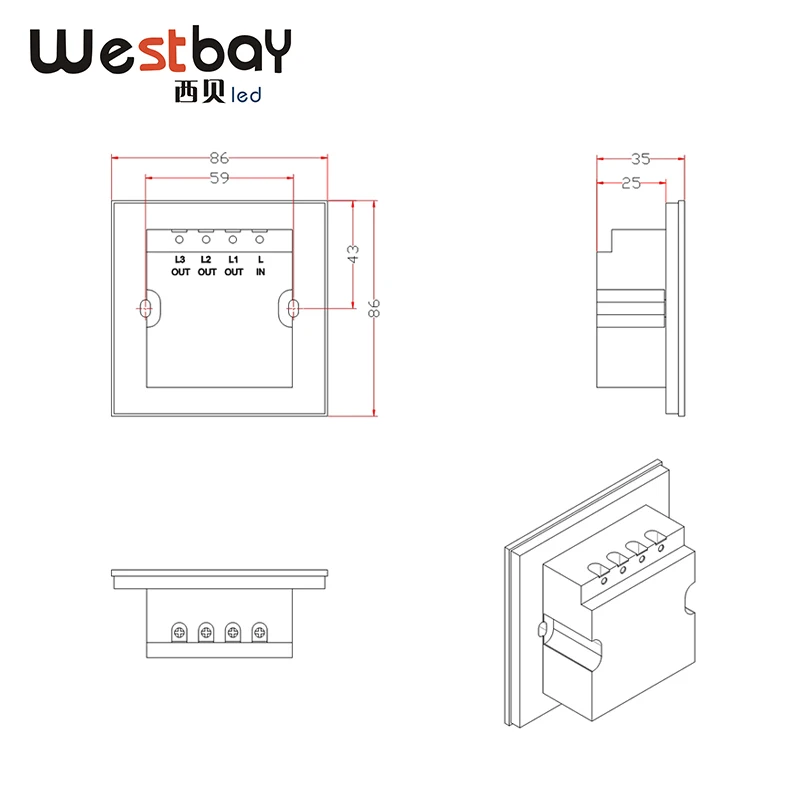 Westbay высокое качество панель сенсорный выключатель белый цвет минималистский