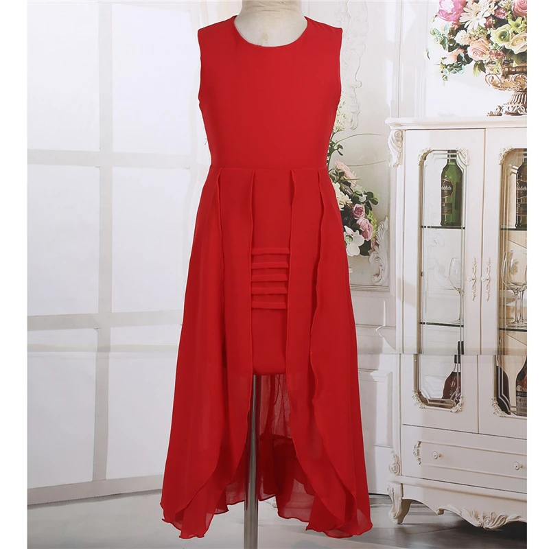 Шифоновое платье для больших девочек летнее асимметричное элегантное