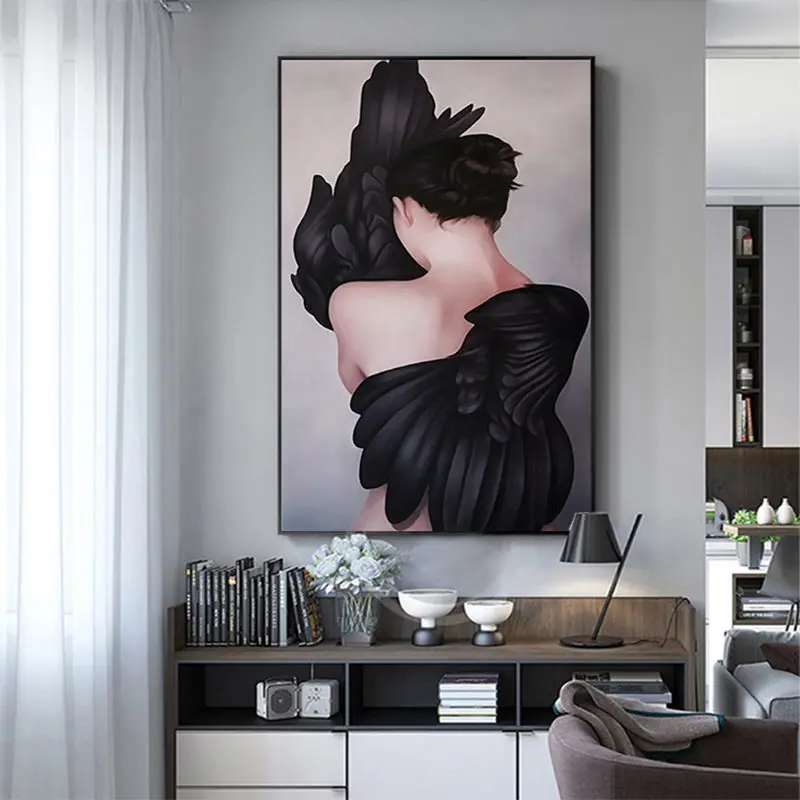 Перо сексуальная девушка фермы цитаты стены искусства холст живопись плакаты на