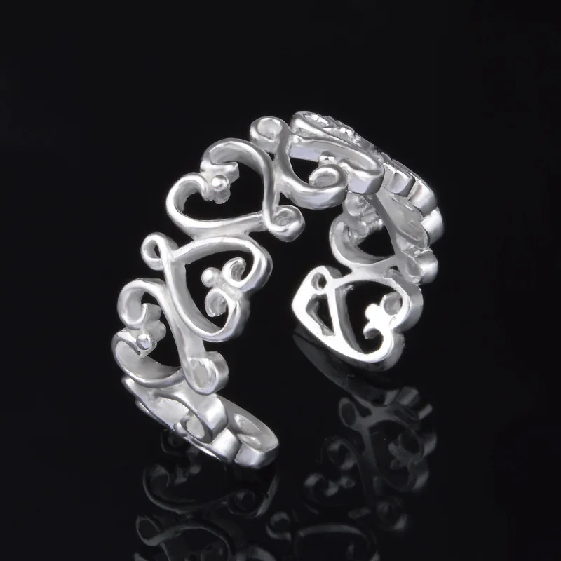Hot Sale Retro Rings Silver Plated Fashion Hollow Ring Elegant Open Adjustable Jewelry Gift Wholesale ZK40 | Украшения и