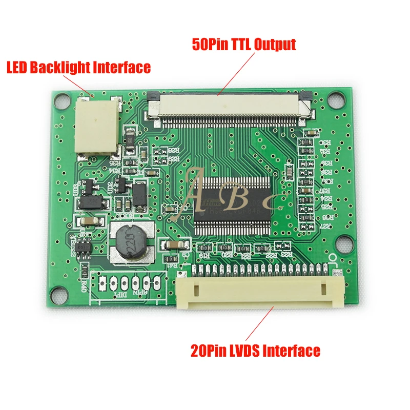 LVDS 1ch 6 бит S6 DF14 20 Pin поворот к 50Pin TTL сигнал T conboard конвертер плата для 5 ~ 9 дюймов 1024x768