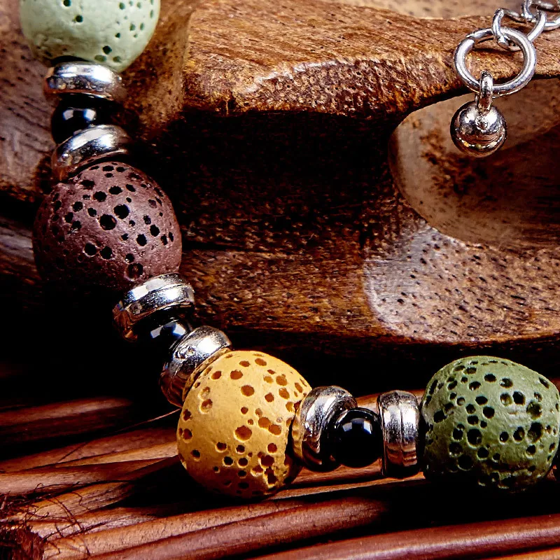 Fashion Bohemian Lava Stone Multicolor Bracelets Bangles For Women Jewelry Essential Oil Diffuser Bracelet | Украшения и