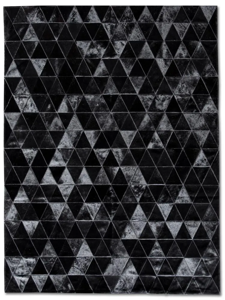 

Pure Black Hand-Made 100% Cowhide Hand stitched Rug in China of 100% authentic