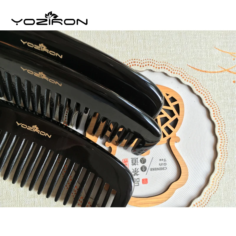 YOZIRON высокое качество натуральны широкие зубья расчески из бычьего рога волос не